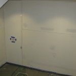 Standpipe closet door in stair (left).
